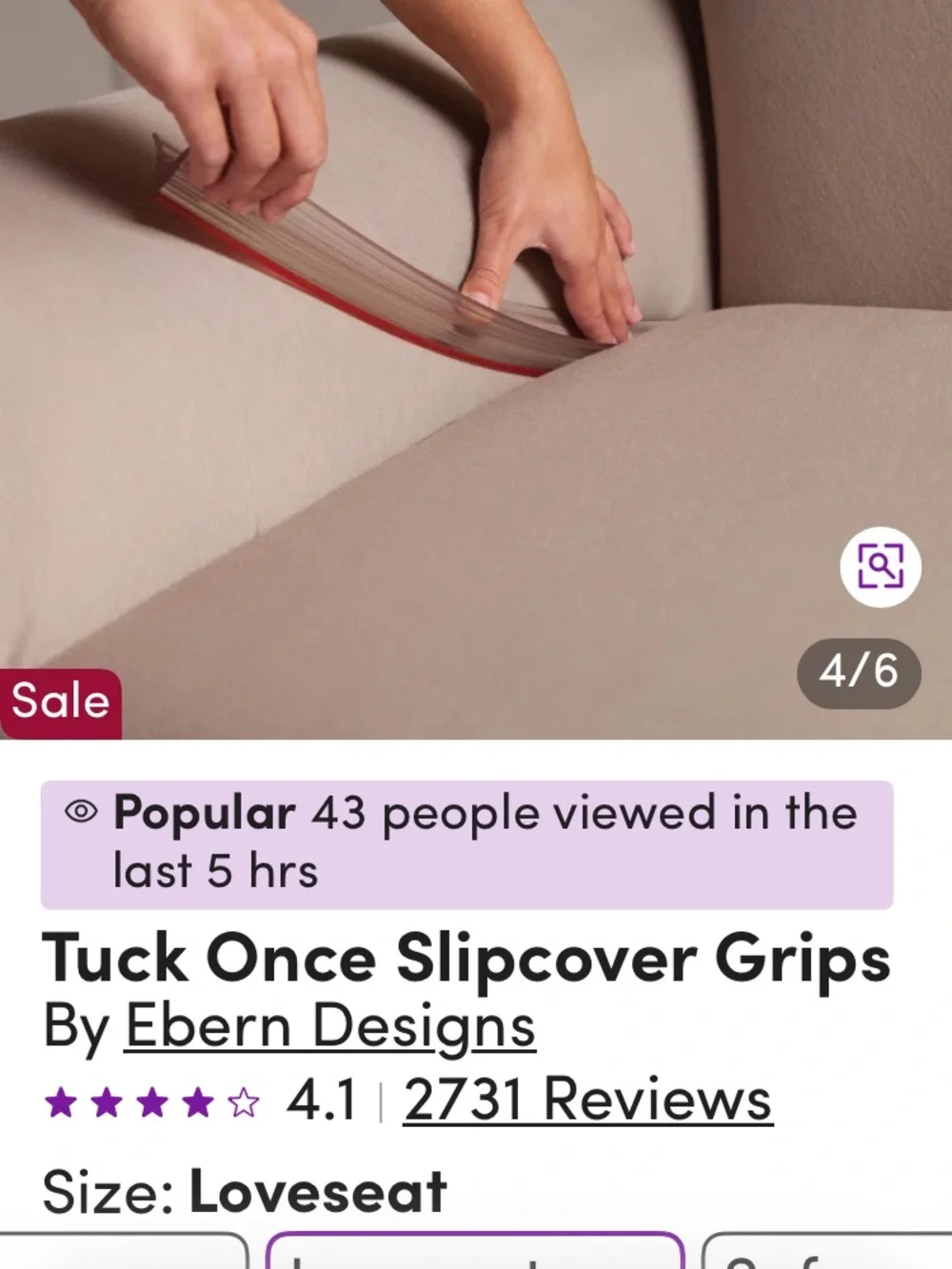 Ebern Designs Slipcover Grips in Beige with Red Stripe